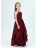 Beaded Cabernet Pleated Chiffon Boho Junior Bridesmaid Dress